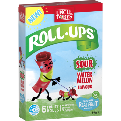 Uncle Tobys Roll Ups Sour Water Melon 94g