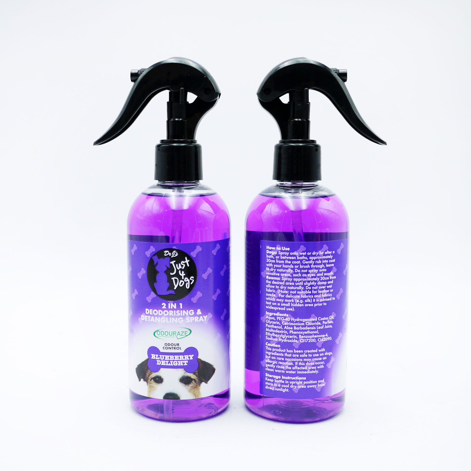 Just 4 Dogs 2in1 Deo and Detangle Spray Blueberry 300ml