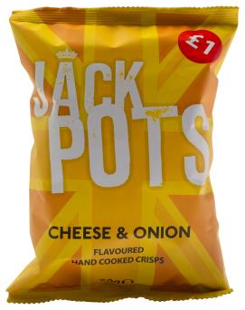 Jack Pots Cheese & Onion Hand Cooked Crisps 90g