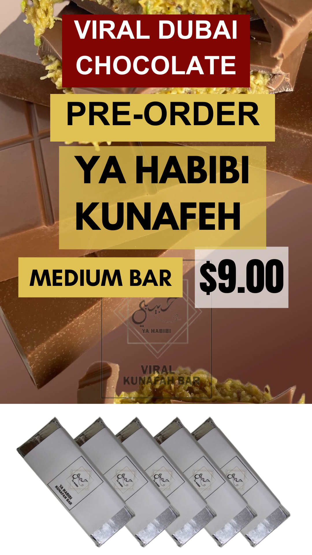 Ya Habibi Kunafah Chocolate Big Bar (PRE-ORDER)