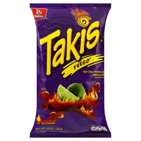 Takis Fuego Hot Chili Pepper & Lime Rolled Tortilla Chips 56g