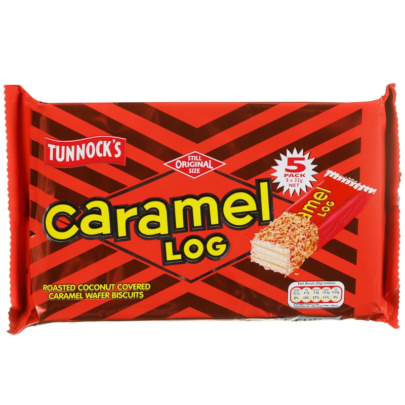 Tunnock's Caramel Log Wafers Roasted Coconut (Multipack 4)