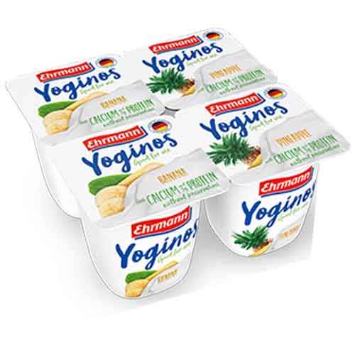 Ehrmann Banana & Pineapple #1 Low-Fat Smooth Creamy Yogurts 4x100g