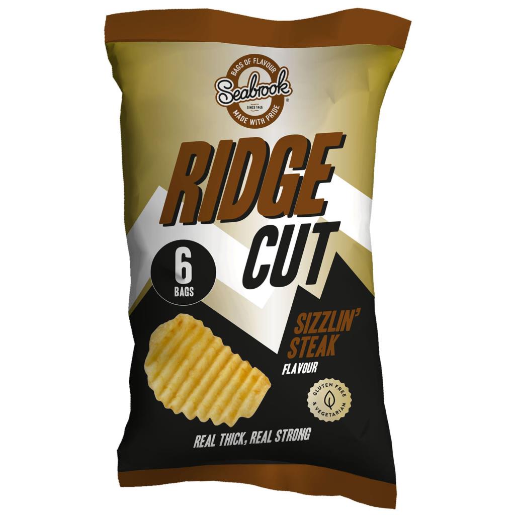 Seabrook Ridge Cut Sizzling Steak Crisps (Multipack 6)