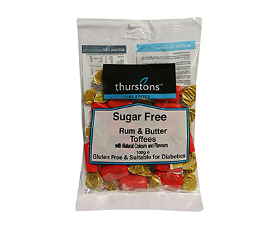 Thurstons Sugar Free Rum & Butter Toffee 100g